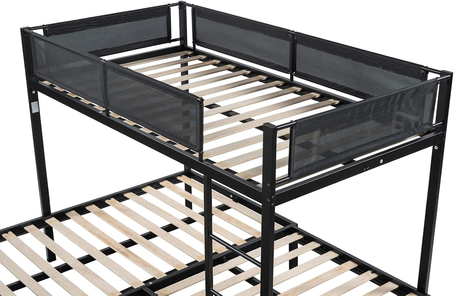 KIVENJAJA L-Shape Triple Bunk Bed with Trundle, Metal Quad Bunk Beds Twin Over Twin for 4 Kids, Heavy Duty 4 Small Bunkbeds for Teens Girls Boys Adults, Black