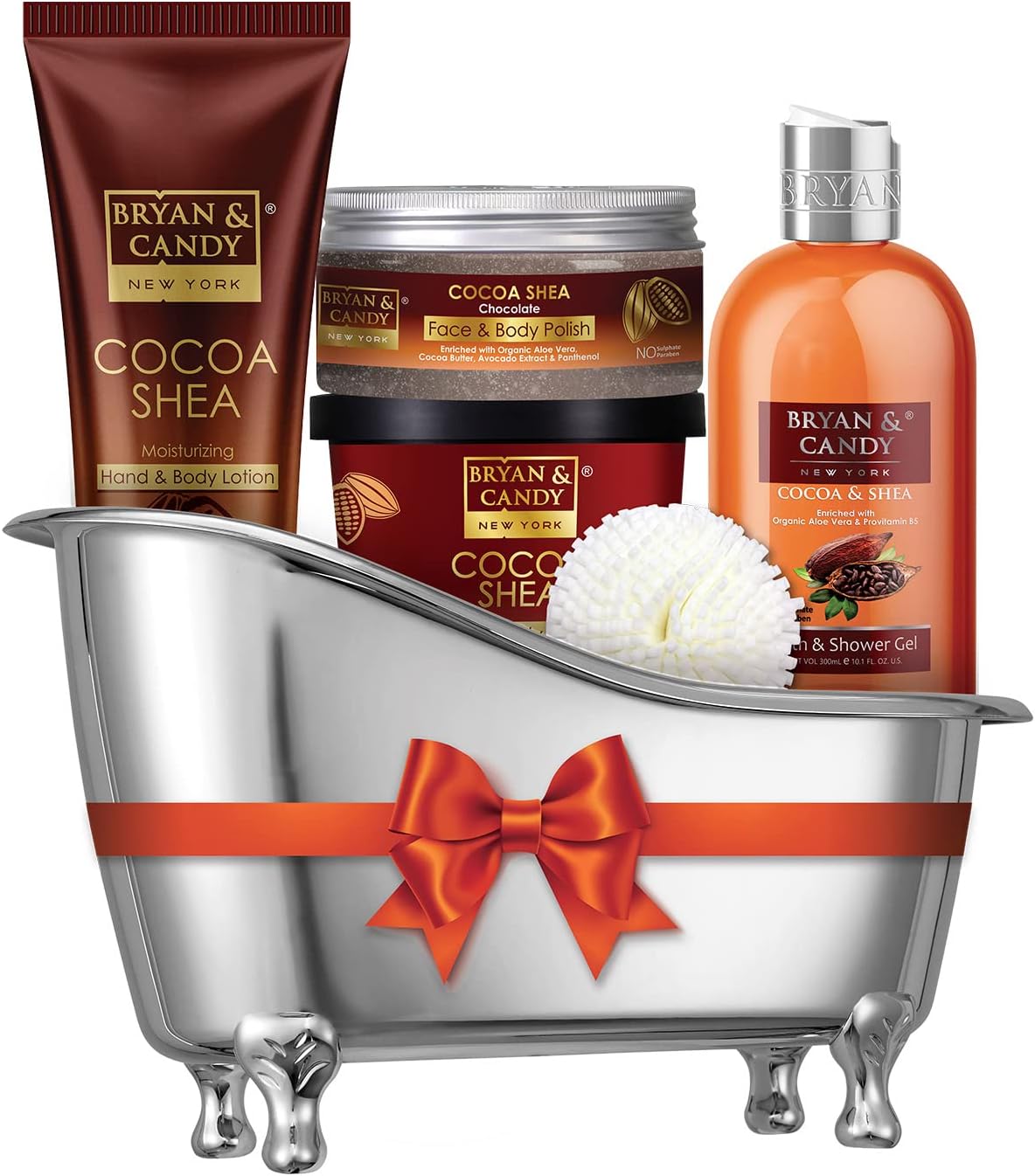New York Cocoa Shea Bath Tub Kit for Complete Home Spa Experience (Shower Gel, Hand & Body Lotion, Sugar Scrub, Body Polish)