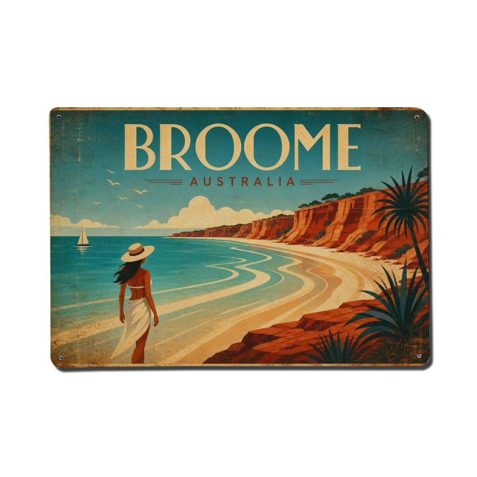 Metal Tin Sign Travel Retro Australia Broome