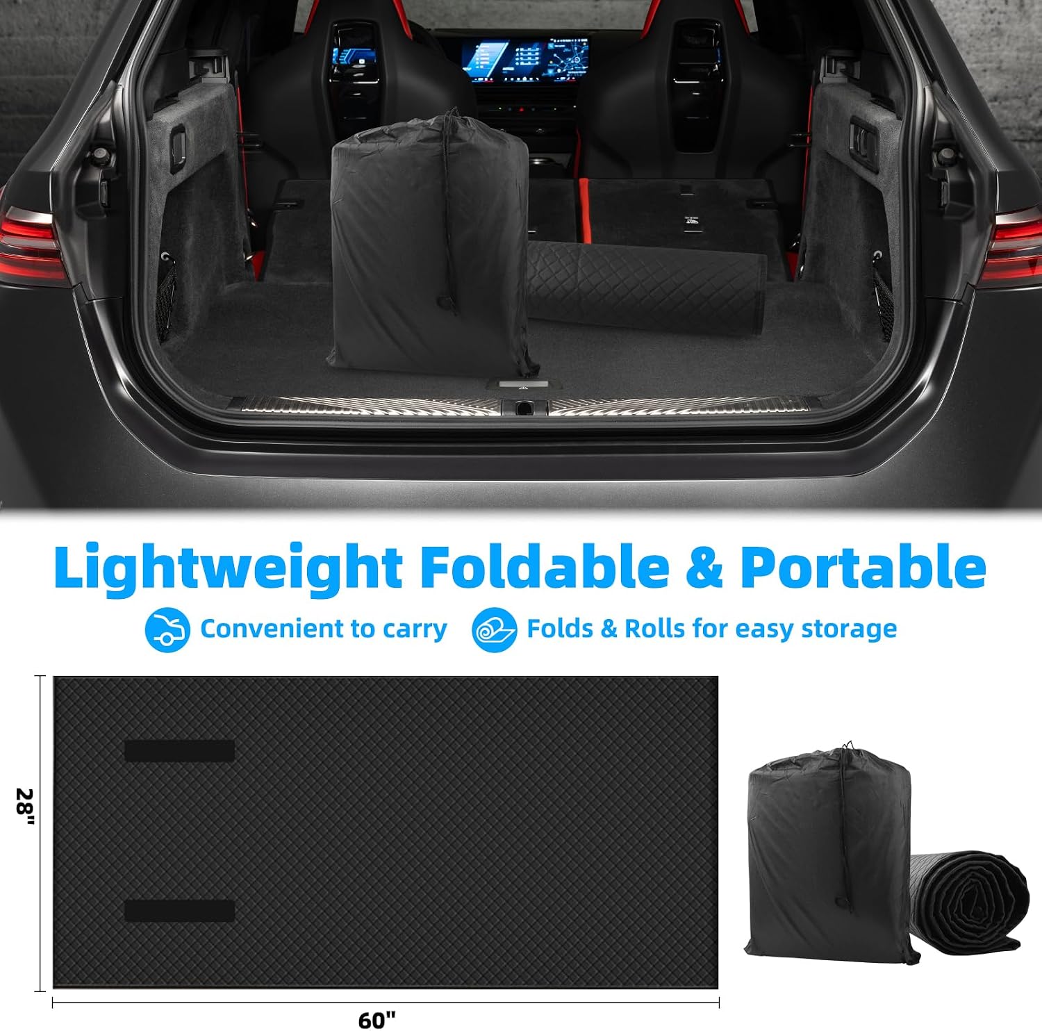 Magical Rolling Creeper Mat, 60x28 Inches, Portable Under Car Repair Mat