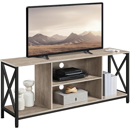 Yaheetech TV Stand Fits 65 Inch, Living Room X-Frame Console Table, Gray