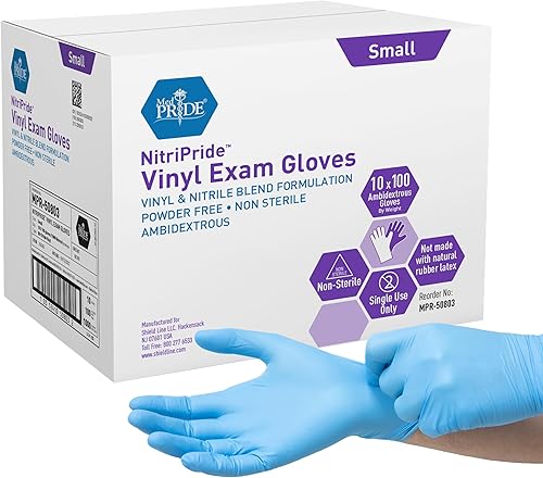 Miniatura 6 de Medpride - Guantes sintéticos para examen de mezcla de vinilo-nitrilo sin polvo sin látex y sin goma guantes de protección no estériles y de un solo