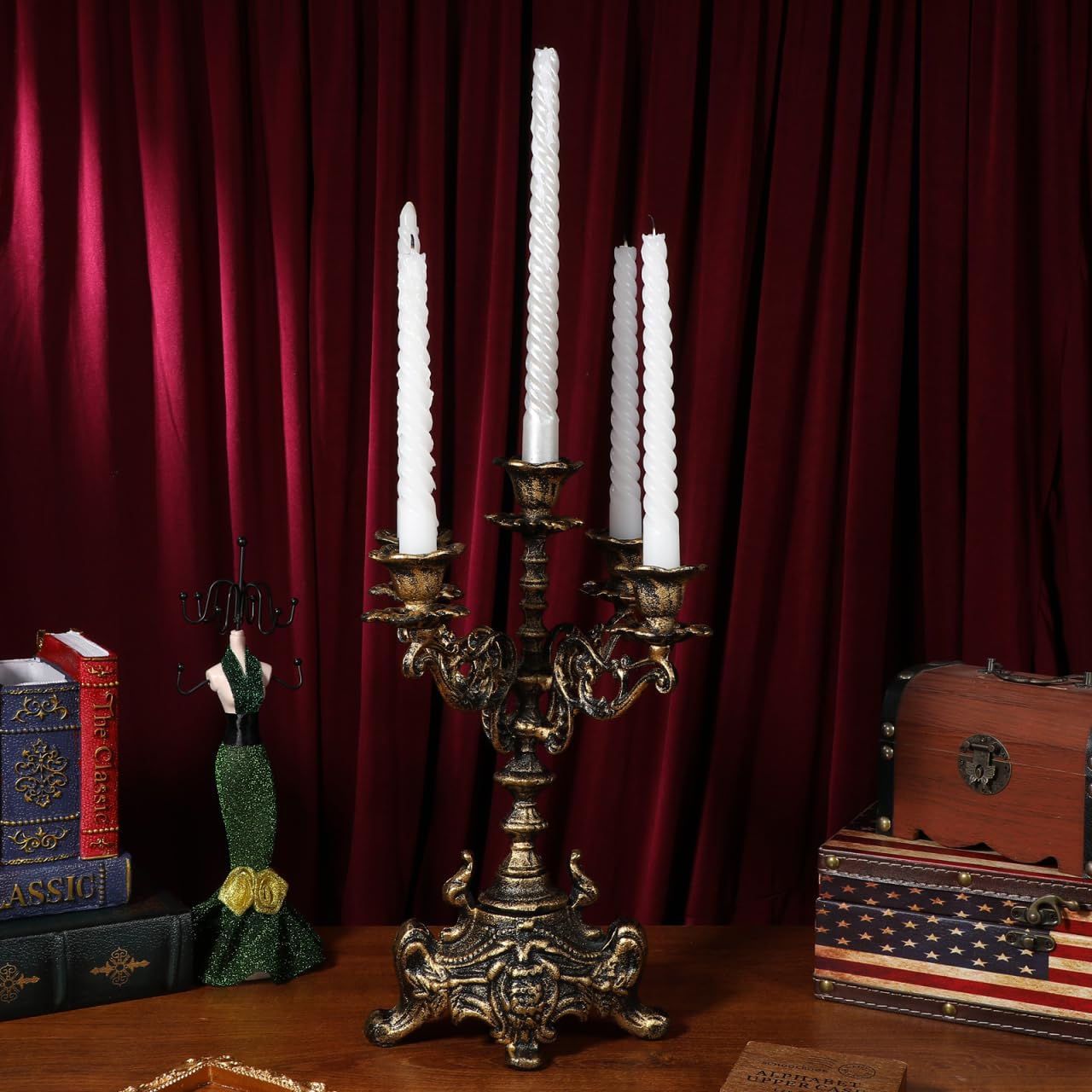 Abaodam 1 x Kerzenständer für Stumpenkerzen, dekorativer Kerzenständer, Hotel-Kerzenständer, Metall-Kerzenständer, Metall-Stumpenkerzensockel, Gusseisen, Schreibtisch-Display