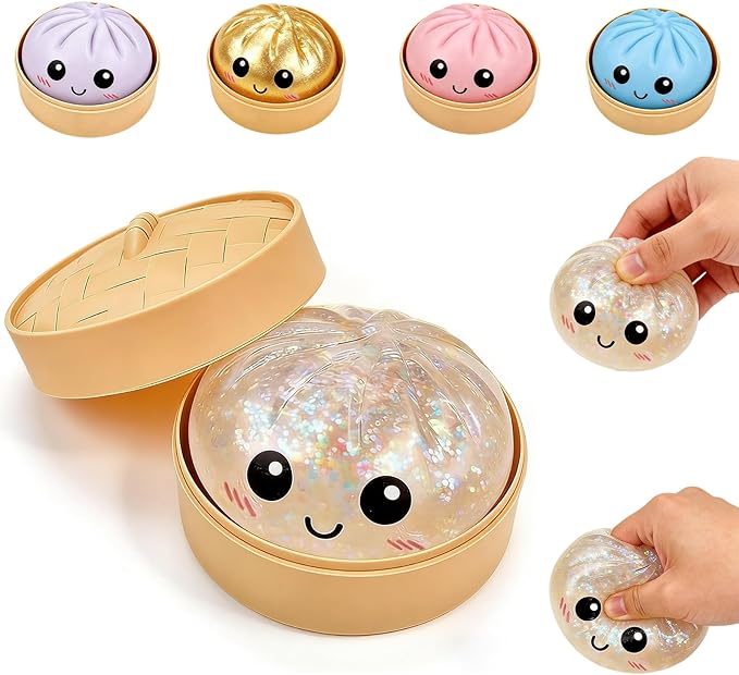 Dumpling Squishy with Glitter - Stress Relief and Decorative Appeal