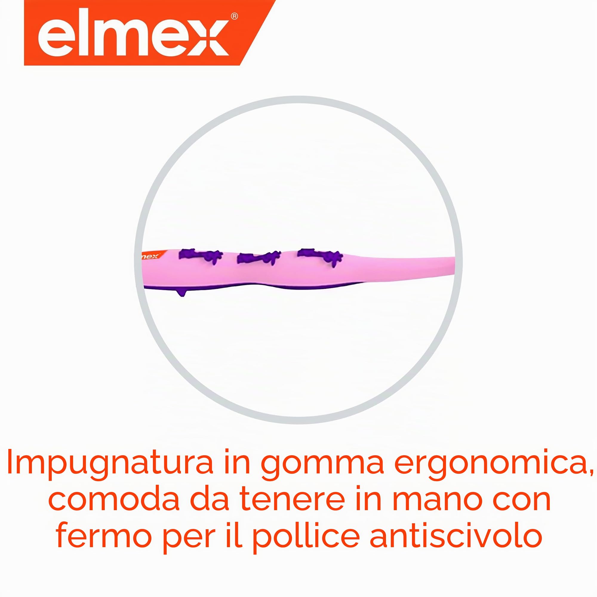 elmex Spazzolino da denti da 0 a 2 anni, 1 pezzo, adatto all'età, con setole morbide e impugnatura ergonomica, abitua i bambini a lavarsi i denti in modo giocoso