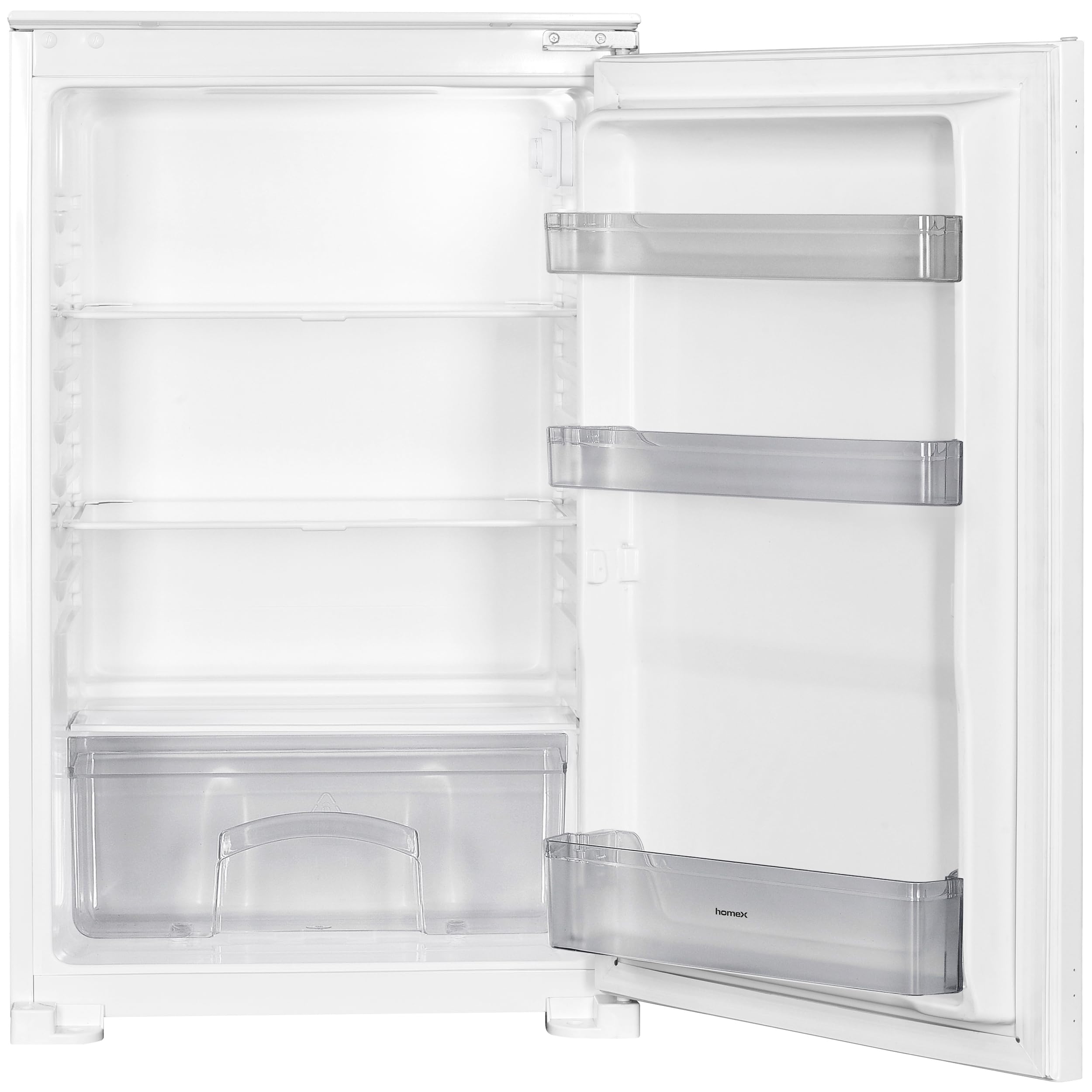 homeX Einbaukühlschrank 88cm Nische 129 Liter Schlepptürtechnik LED-Beleuchtung leise 37 dB CB1291E