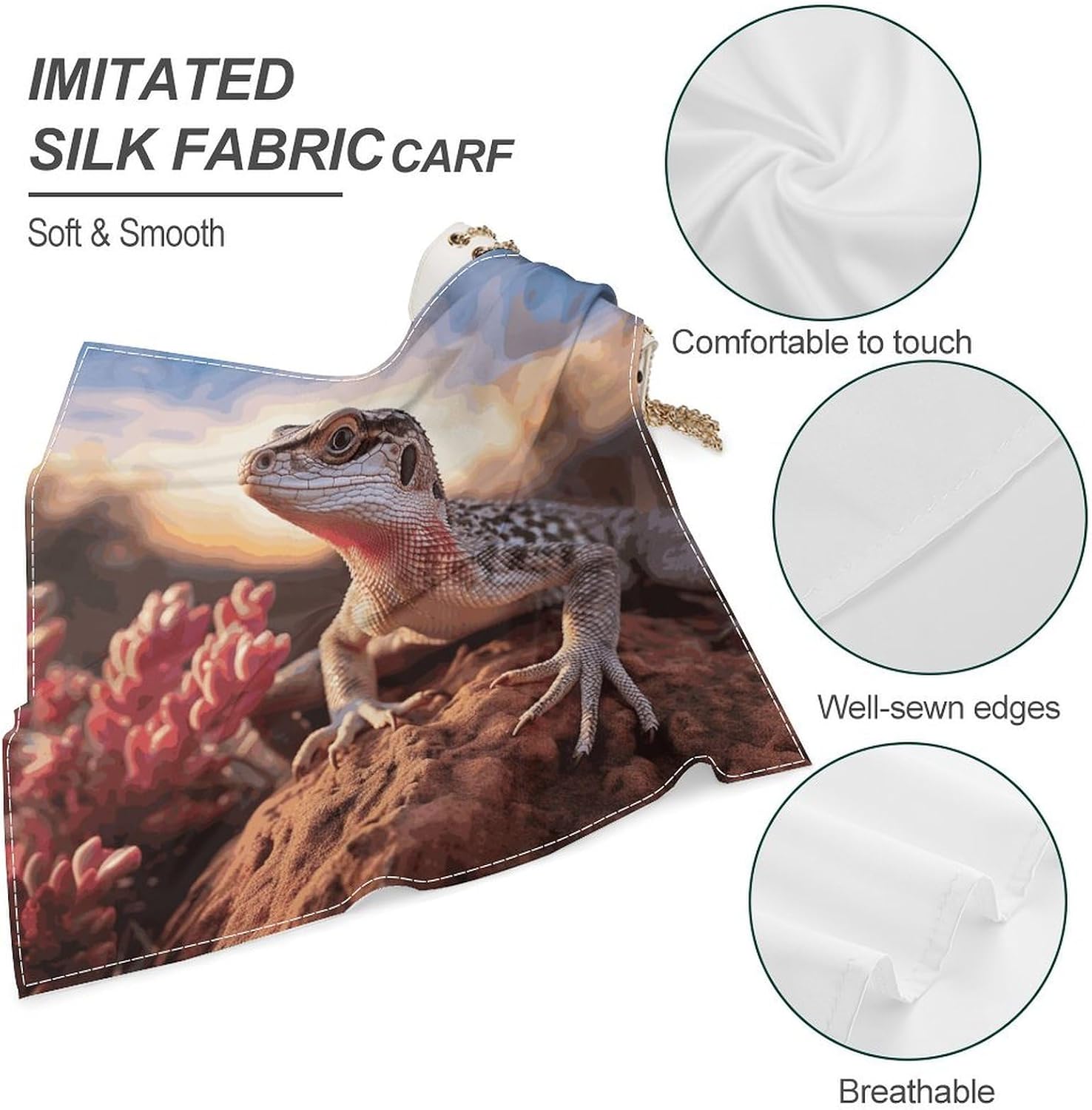 White Lizard Multi-purpose Bandana Print Square Scarf image 3