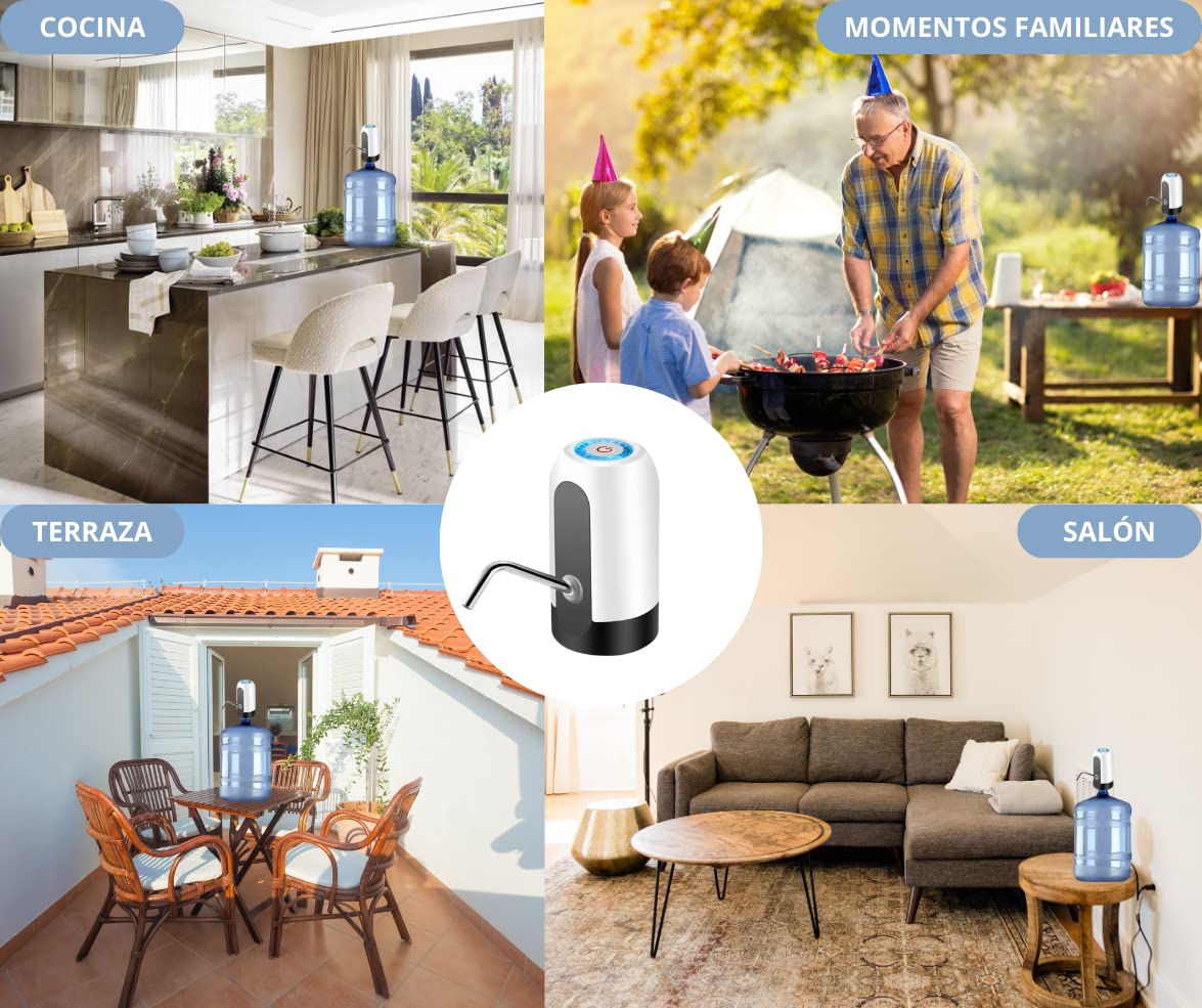 Distributore di acqua, rubinetto elettrico per lattine di acqua fredda, pompa dosatrice con due adattatori. 5,7L, 10L, 11,3L, 15L, 18,9L.