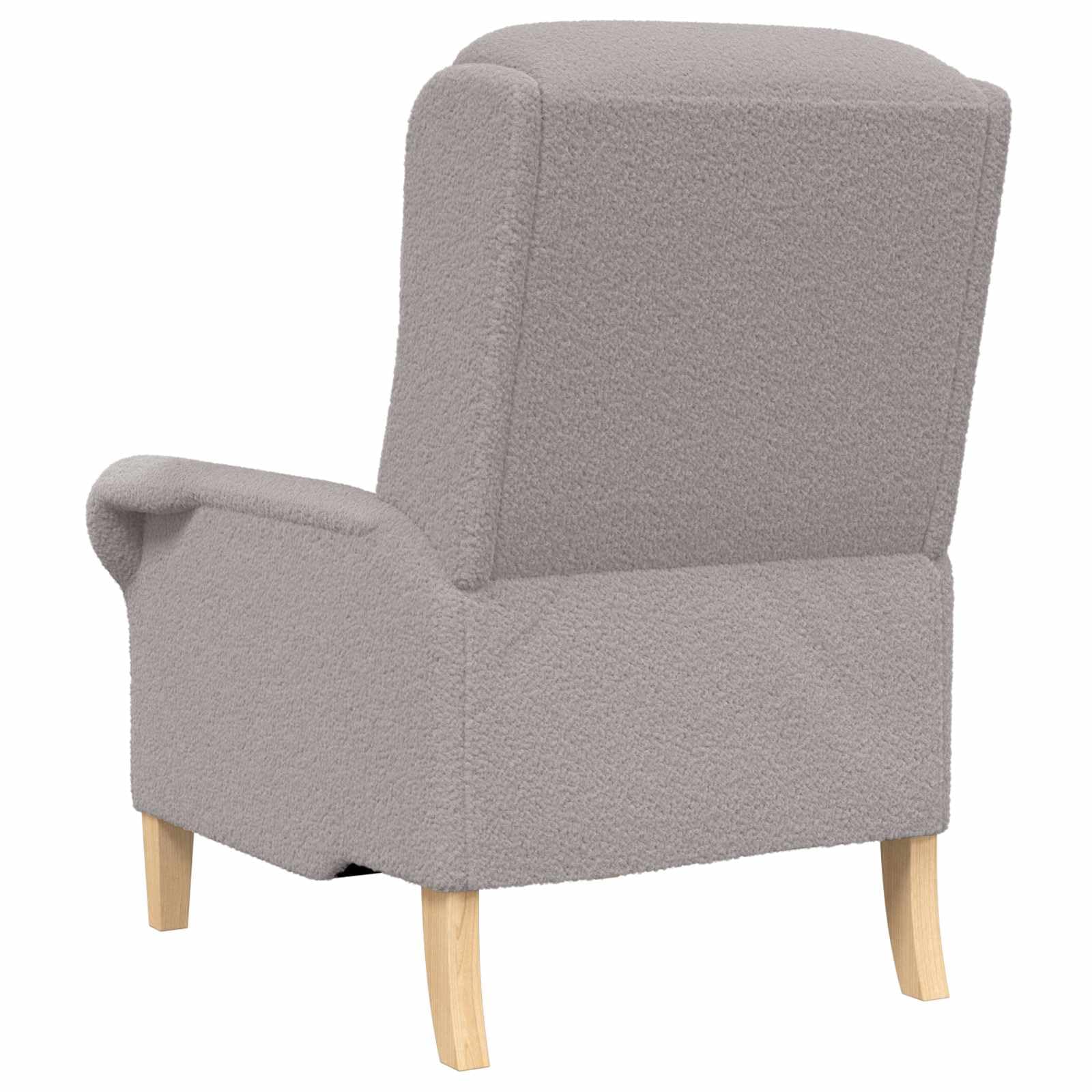 Fotel jasnoszare z miękkiej tkaniny Sherpa z drewnianą ramą, ergonomiczne krzesło tapicerowane do salonu, biura, salonu i czytania, wygodne krzesło relaksacyjne z podłokietnikami zapewnia