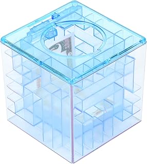 Money Piggy Bank, small Money Saving Box, maze Design, for Kids Friends Adults at Christmas,New Yearâ€™s,Birthday(blue)