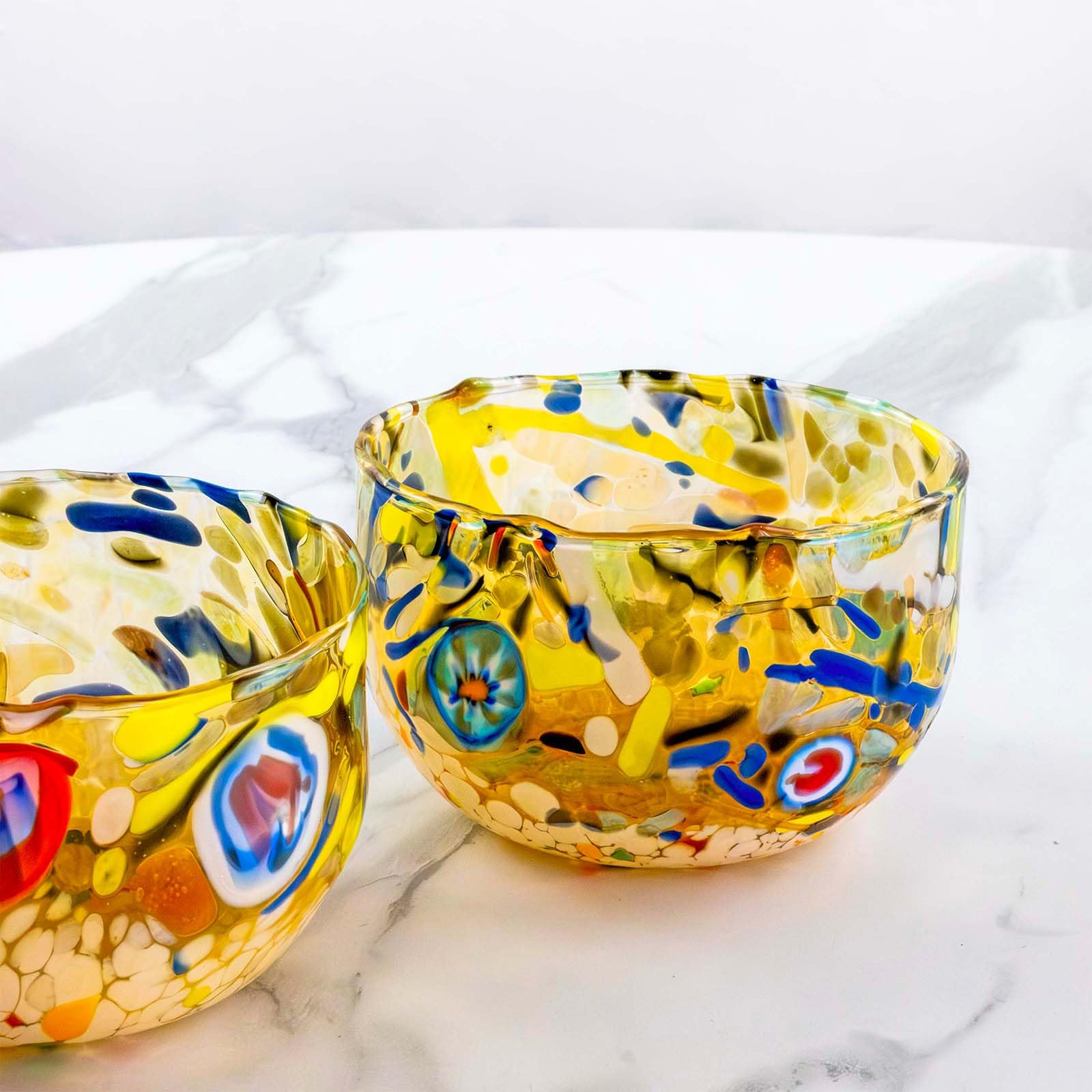 MurArt Coupelles en verre de Murano.Decoro MG. Diamètre 12 cm. Fabriqué à la main, fabriqué en Italie