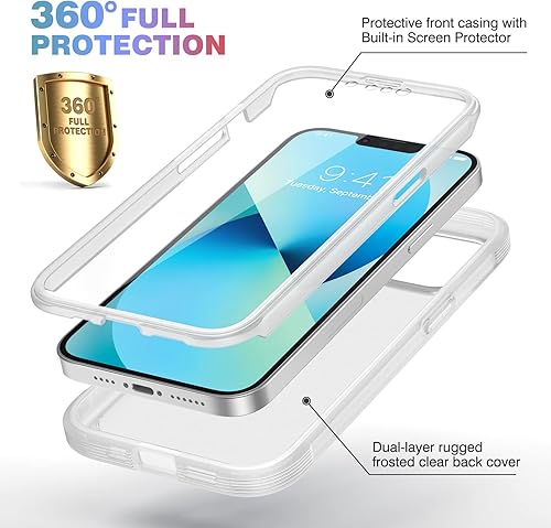 Miniatura 129 de Diaclara - Funda diseñada para iPhone 15 Plus de 6.7 pulgadas, funda transparente de cuerpo completo con protector de pantalla, funda resistente
