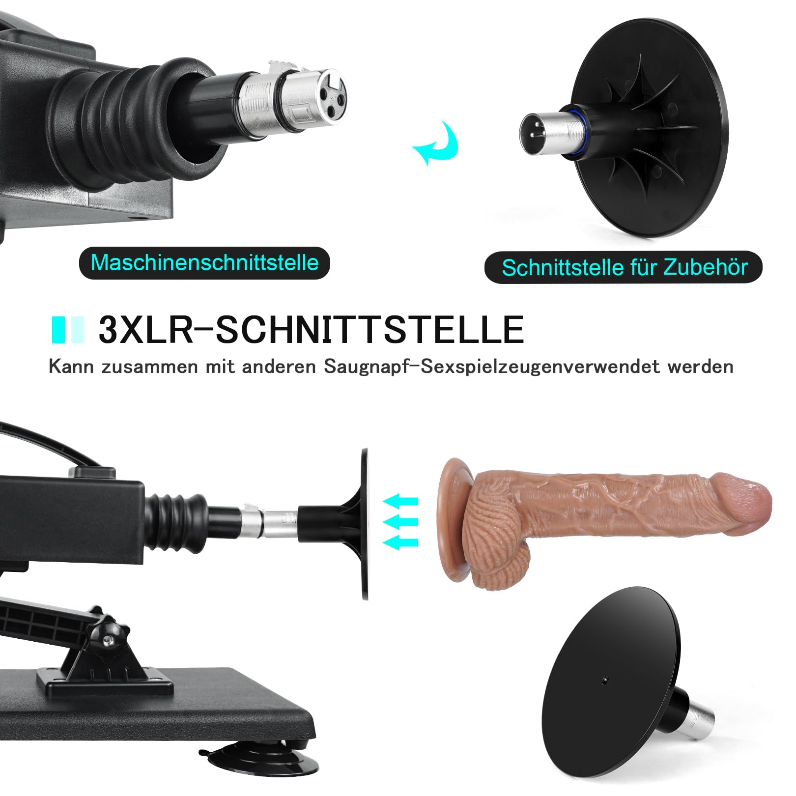 Sexmaschine,Automatische Fickmaschine mit Sexspielzeug für Frauen und Mann,3XLR-Schnittstelle Liebesmaschine mit Dildo und Saugnapf Adapter,Geschwindigkeit und Winkel Sextoy