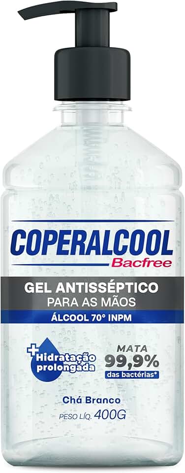 Coperalcool Bacfree Álcool Gel Higienizador de Mãos 70°INPM 400g Chá Branco