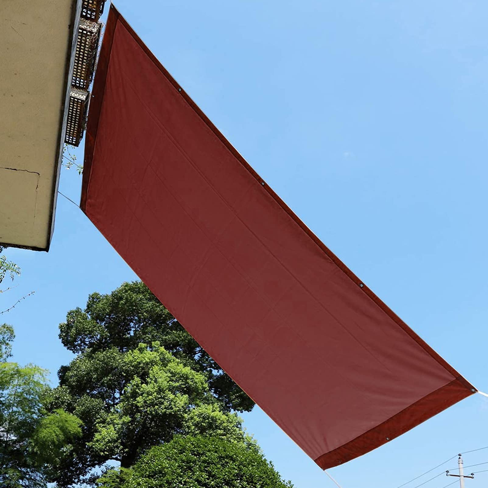 Tenda parasole impermeabile, rettangolare, 1,2 m x 2,2 m, antivento, anti UV, per giardino, patio, prato, pergola, terrazza, con corda inclusa