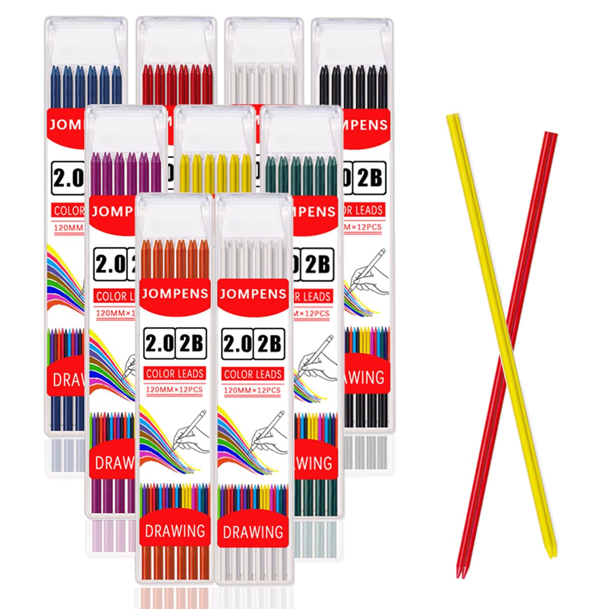 2,0 mm, 2B wielokolorowy gruby ołówek do obróbki drewna, struktura mechaniczna, solidny ołówek do rysowania, ołówek do znakowania drewna (biały)