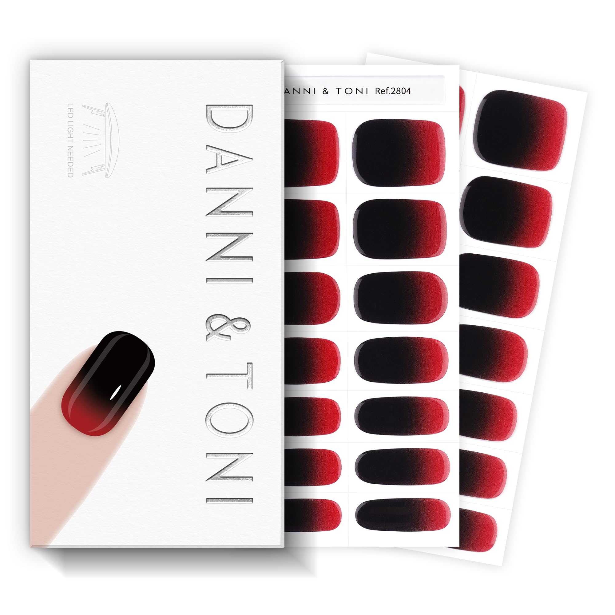 DANNI & TONI Halb ausgehärtete Gel Nagelfolien (Blood Shadow) Rot-Schwarz Ombré uv Gel Nagelfolie Nagelsticker Nageldesign Selbstklebend Wraps 28 Aufkleber