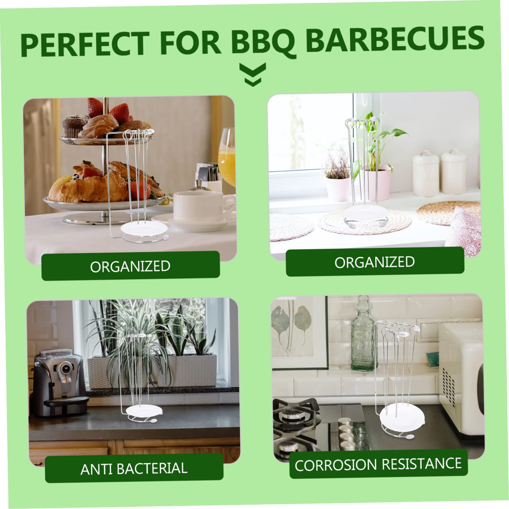 ibasenice 1Set Stainless Steel Hanging Rack for Grilling Skewers Detachable Kebab Holder with Sticks Compact Design for and Cleaning for Home Barbecue