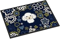 Vista 97 de Caroline's Treasures BB1449JMAT - Tapete de bienvenida de carlino negro, 24 x 36 pulgadas, tapete azul para puerta delantera, para interiores