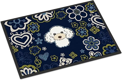 Miniatura 97 de Caroline's Treasures BB1449JMAT - Tapete de bienvenida de carlino negro, 24 x 36 pulgadas, tapete azul para puerta delantera, para interiores