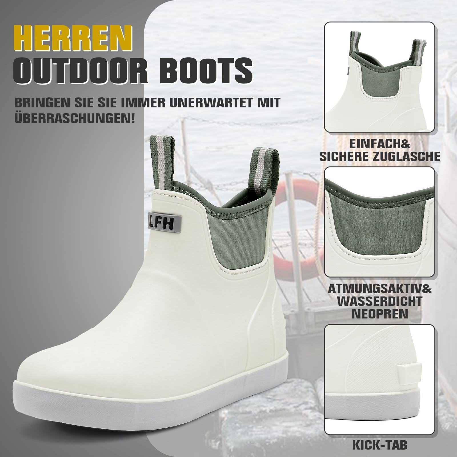 Jesindr Stivali Gomma Uomo Da Pioggia, Stivali Da Pesca, Antiscivolo Leggere Comode Shorty Boots, Impermeabile Nero Scarpe Da Giardino