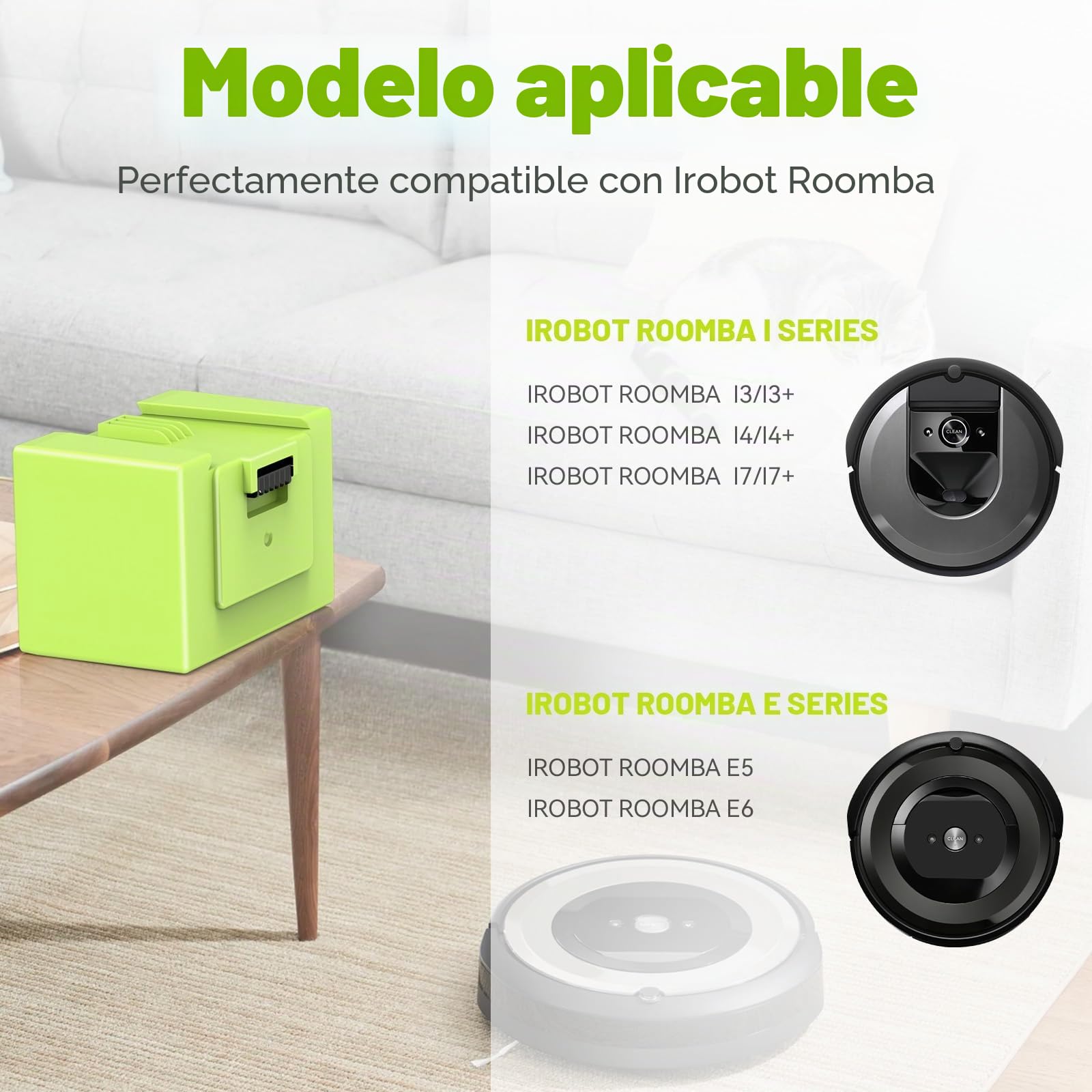 5000mAh Batería de Ion de Litio para i7, ASUNCELL 14,4V batería de Repuesto para iRobot Roomba e y i Serie i7 / i7+ i4/i4+ i3/i3+ e5 e6 i7158 i7550 i7550 i7550 7150 7550