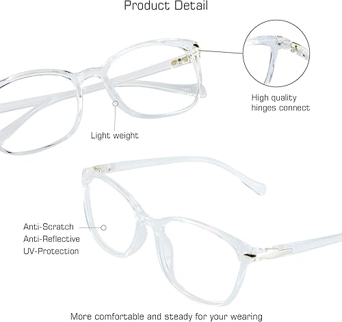 Miniatura 2 de Lentes con bloqueo de luz azul, antifatiga, antirreflejo, adecuados para lectura, computadora, televisión, elegante montura cuadrada, unisex