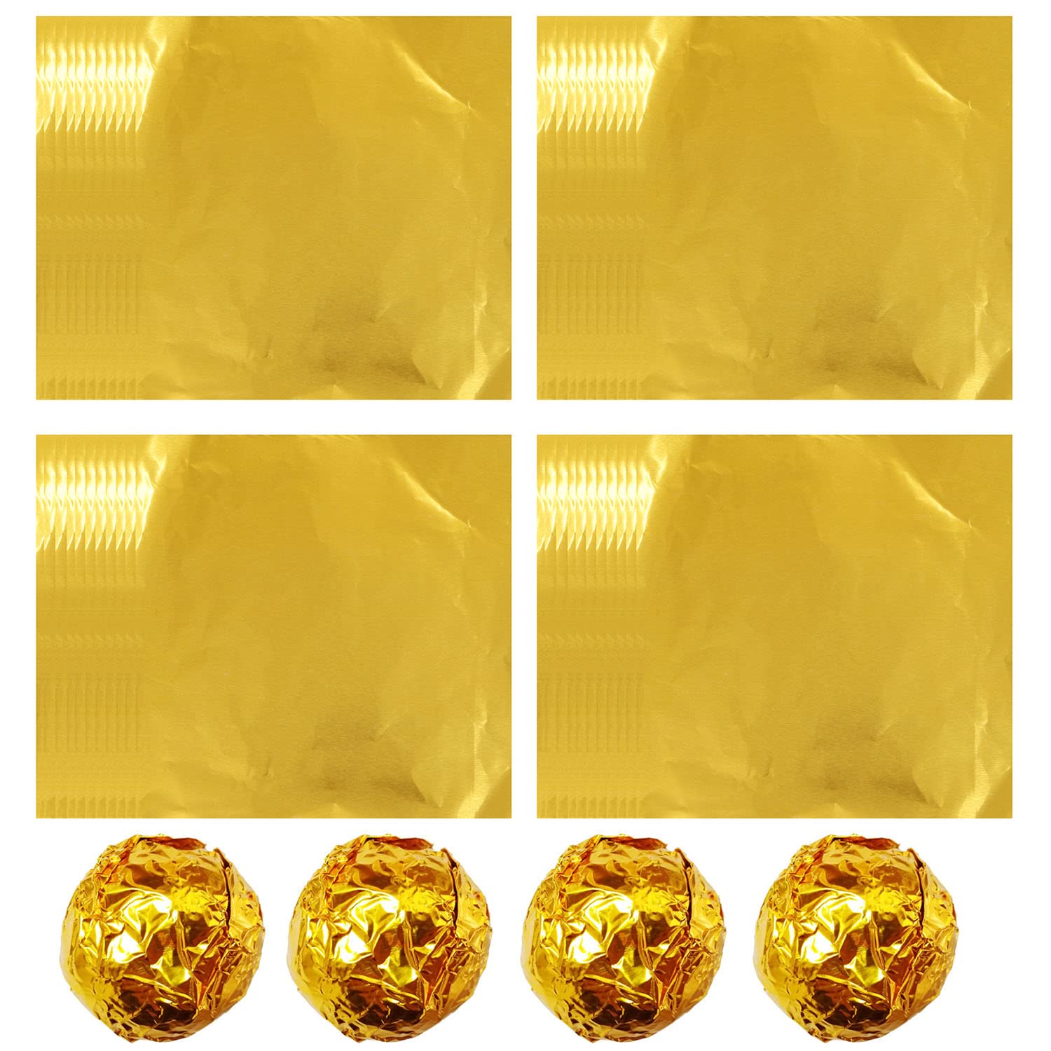 yyangz Aluminium Foil Paper 200PCS 4x4 inches / 10x10cm Golden Square Candy Wrapper, Sugar Tin Foil Wrappers for DIY Candy Packaging