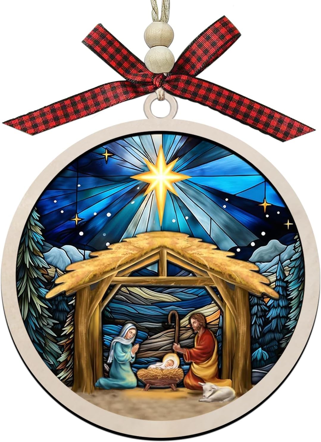 Nativity Ornaments, Wood Nativity Ornament for Christmas