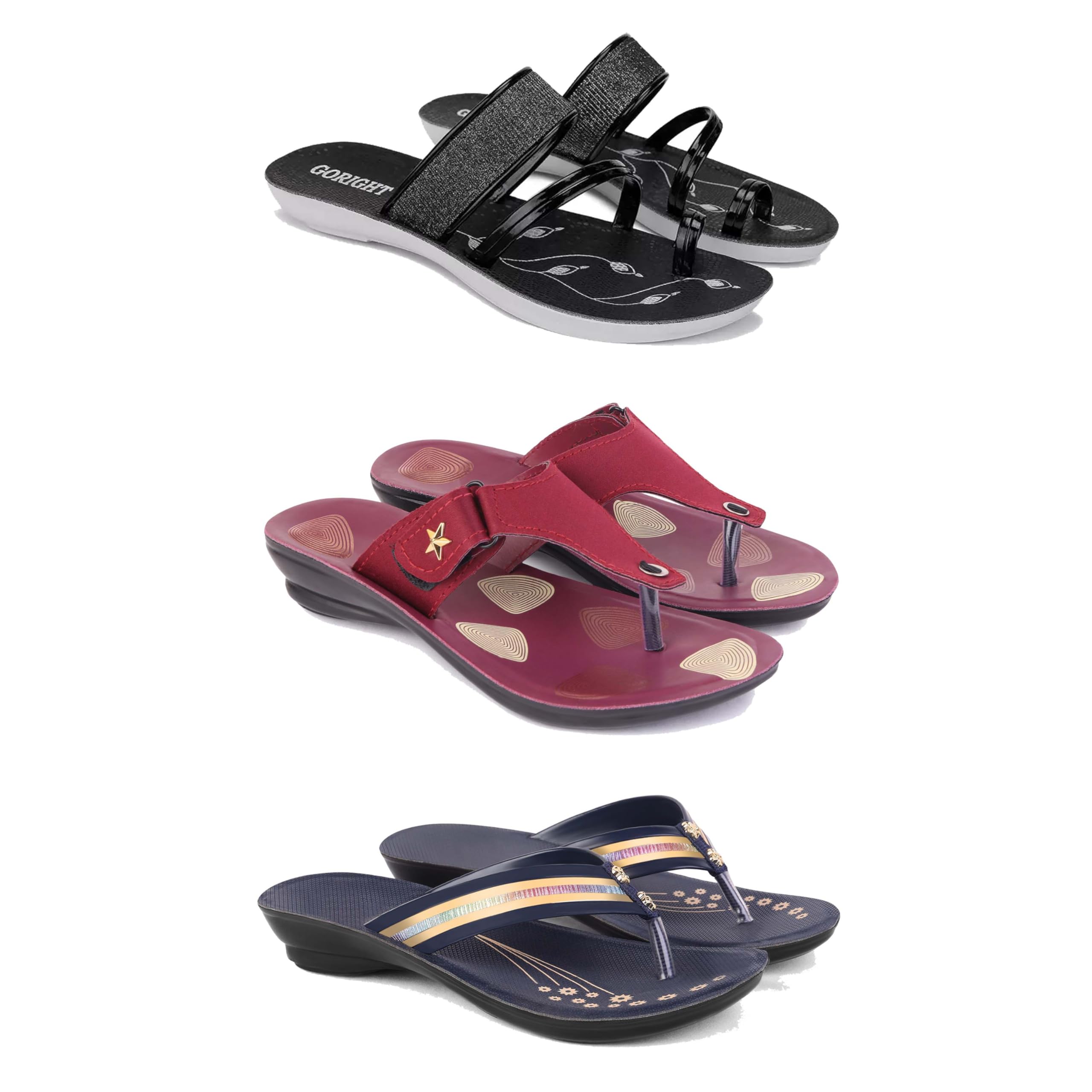 Women's Comfortable Sandal,Casual Lightweight Sandal for Everyday Wear for women's(GR-(COMBO-3)-1946-1974-1957)-image-23