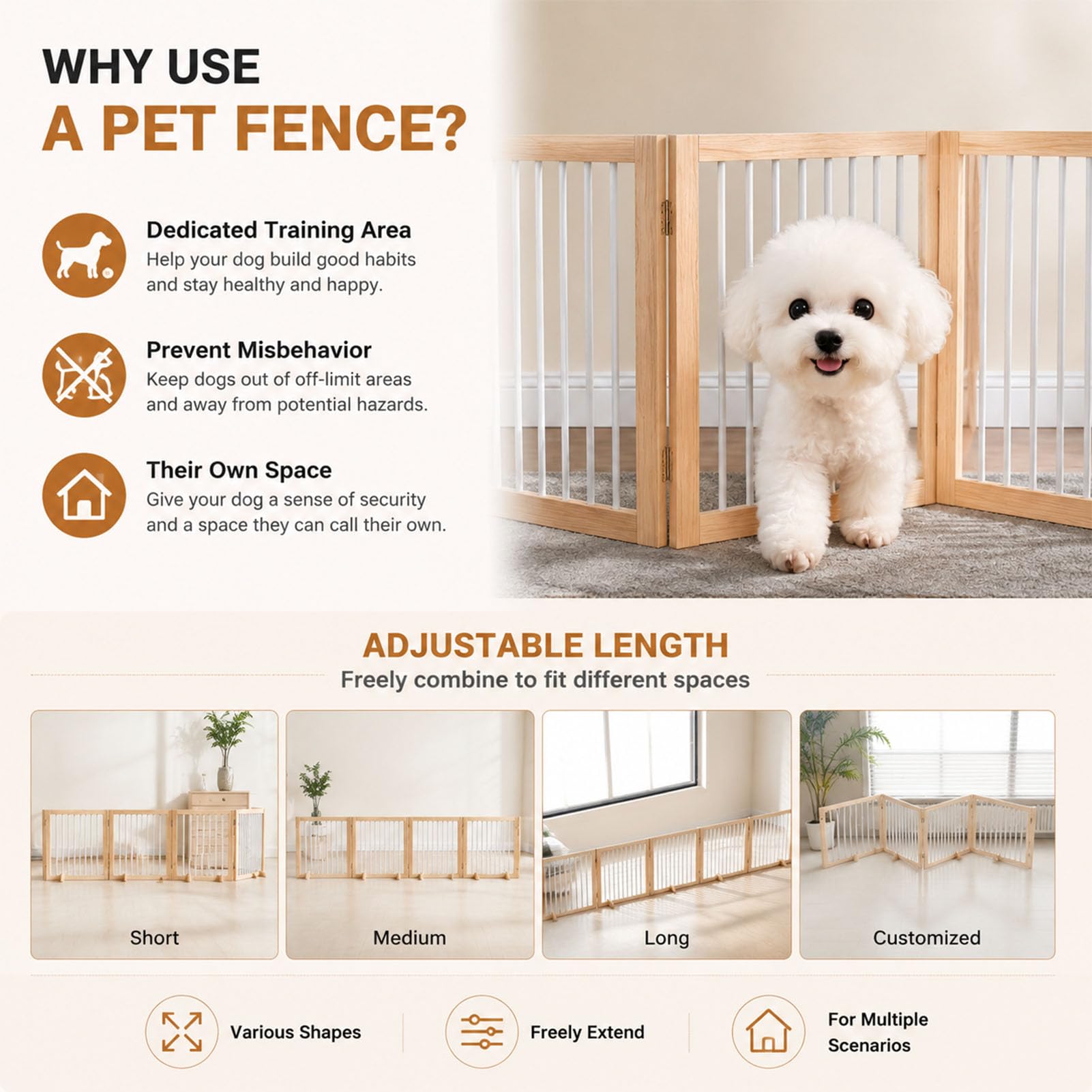 Cancelletto Cani Interno, Barriera Animali Multiforma High 78 CM 2 PCS