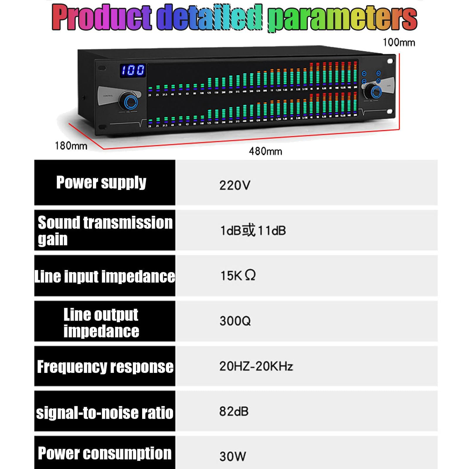 Ecualizador GráFico Profesional, Ecualizador De Audio Digital (Agudos, Medios, Graves), Pantalla De Espectro Dual De 31 Bandas, 10 Efectos Preestablecidos, Para Presentaciones En Escenarios De KTV
