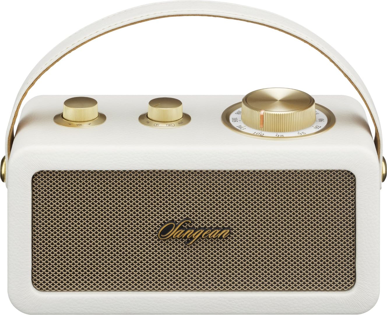 Sangean RA-101 Radio sans Fil FM Bluetooth, AUX Rechargeable Ivoire, Or