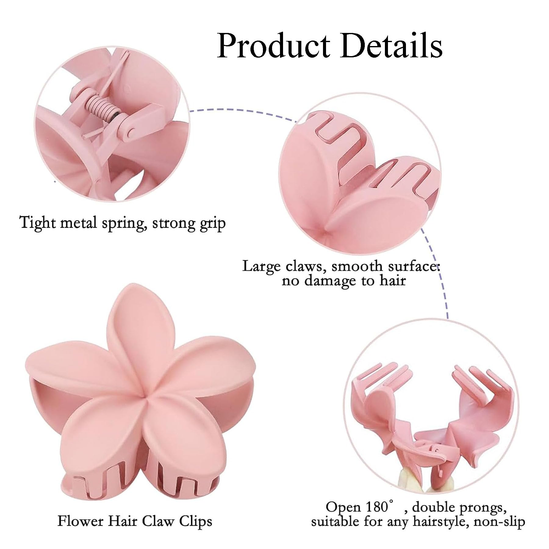 YIHECWY 6 PCS Flower Hair Clips Flower Claw Clips Hair for Women Girls Non-Slip Large Hair Clip ABS Strong Hair Hold Jaw Clamps (8CM) - Image 3