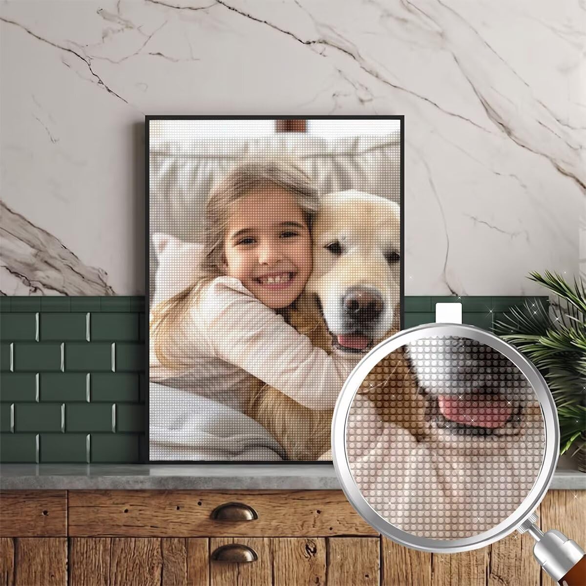 Diamond Painting Personalizzato Con Foto, 70x90cm Kit Completo 0j-42 | Dipignere con i numeri strass 5D, Arte creativa per principianti, Ritratto foto mosaico, Passatempo rilassante per casa.