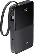 Baseus 10000mAh 22.5W Power Bank, Built-in Braided USB-C Cable PD QC Portable Travel Charger