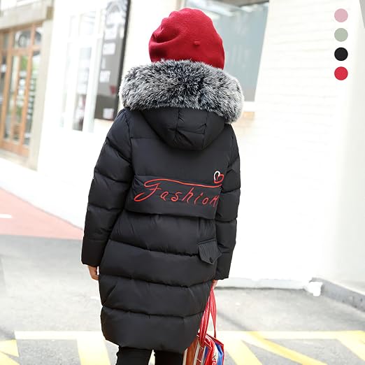 Doudoune Enfant Fille Garçon Amur Leopard - Veste Matelassée à Capuche Hiver Imperméable - Couleur Unie