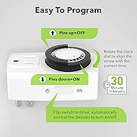 Vista 3 de BN-LINK BND-60/U47 Mini temporizador mecánico de salida de 24 horas para interiores, 3 puntas, paquete de 2