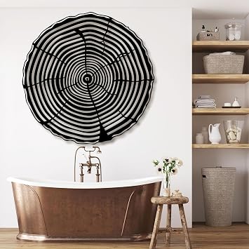 Lunwall Metal Wall Art, Tree Rings, Black, 24"L x 24"W