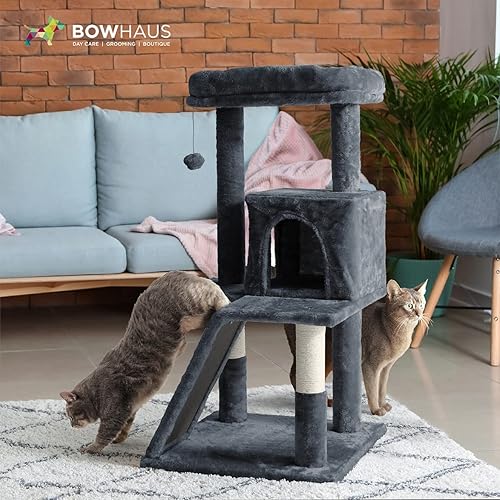 Miniatura 8 de Árbol alto para gatos grandes o gatitos de interior, árbol de actividades para gatos de varios niveles con postes rascadores, hamaca, condominio en