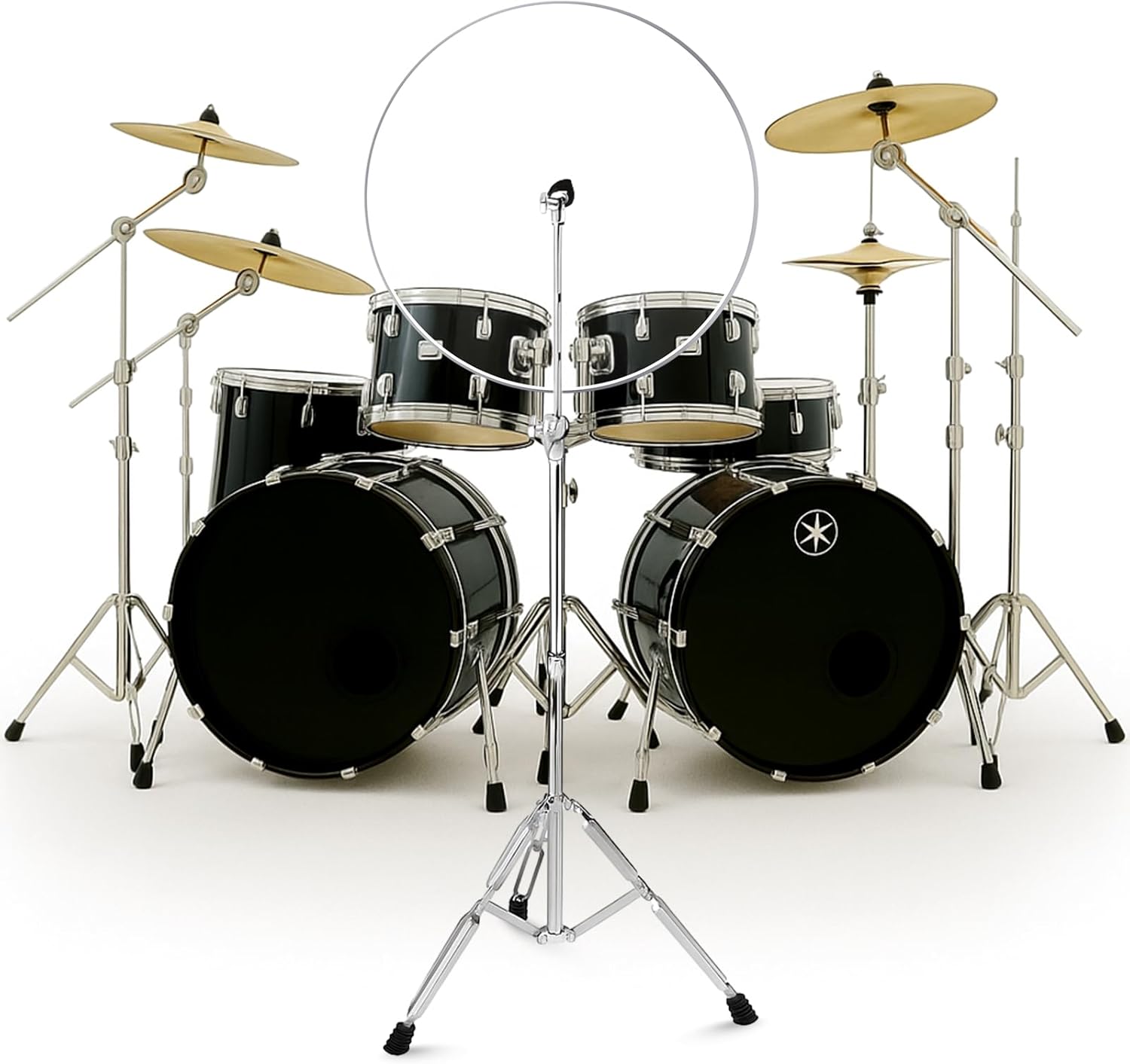 LEIFIDE 22'' Drum Shield with Cymbal Stand Set, Acrylic Drum Kit, Baffle Sound Barrier, Baffles Muffling and Performance Sound Shield for Live Recording Playing Mounting on Cymbal Stand