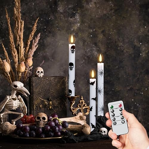 Miniatura 45 de GenSwin Velas cónicas negras sin llama parpadeantes con control remoto de 10 teclas, funciona con pilas, velas LED cálidas con mecha 3D para negro