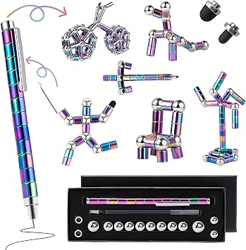 Magnetic Fidget Pen with Leak-Proof Ink, Cool Gadgets Gifts for Teenage Boys Girls Ages 13+ and Adults, Fun Magnet Pen Office Desk Accessories, Stress Relief Toys with Gift Box Colour
