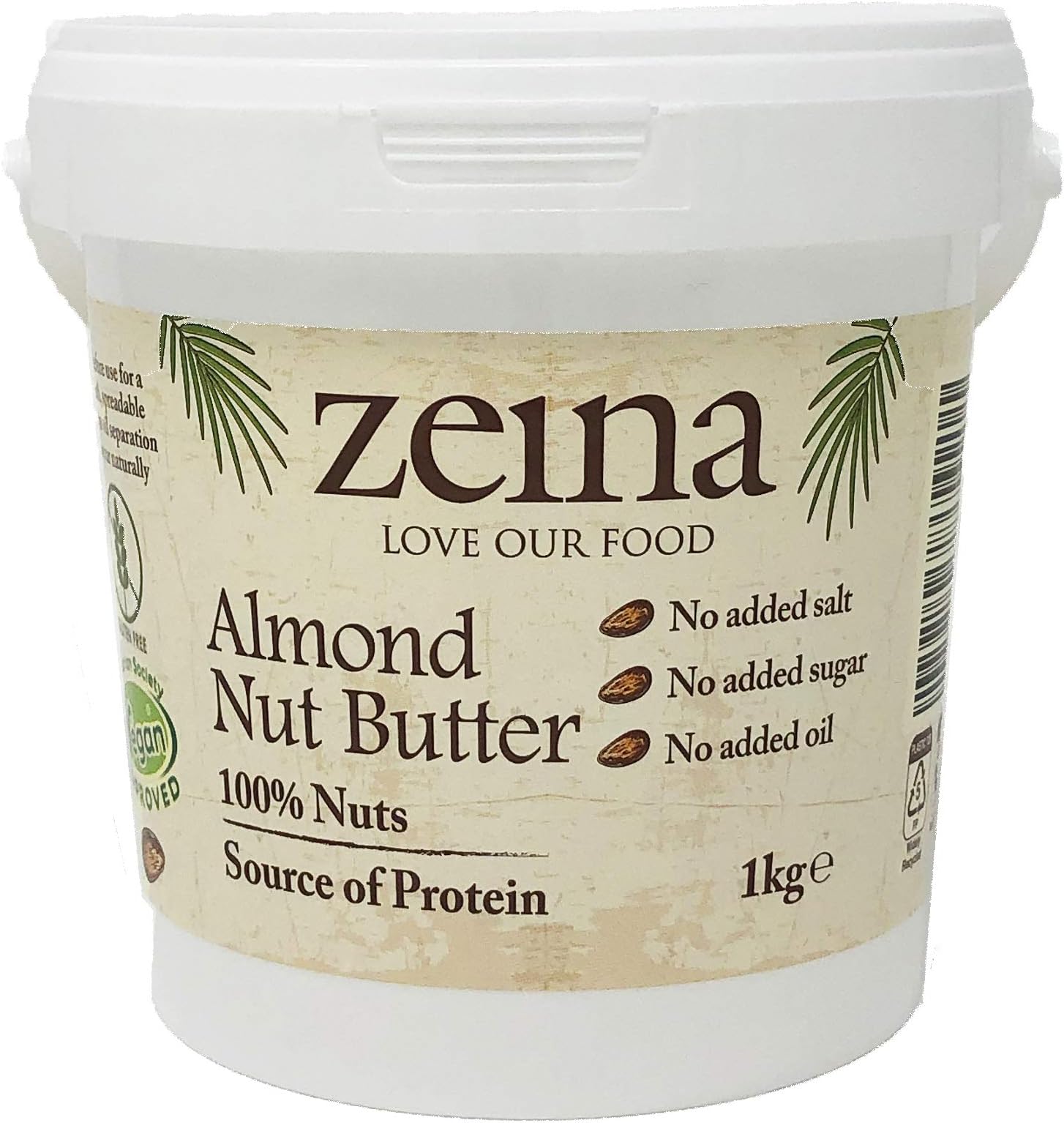 Zeina Almond Butter (1Kg) - Smooth Roasted Almond Nut Butter - Source of Protein - Vegan/Vegetarian Approved, Gluten Free Snack, Great for Cooking and Baking