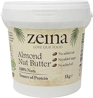 Zeina Almond Butter (1Kg) - Smooth Roasted Almond Nut Butter - Source of Protein - Vegan/Vegetarian Approved, Gluten Free Snack, Great for Cooking and Baking