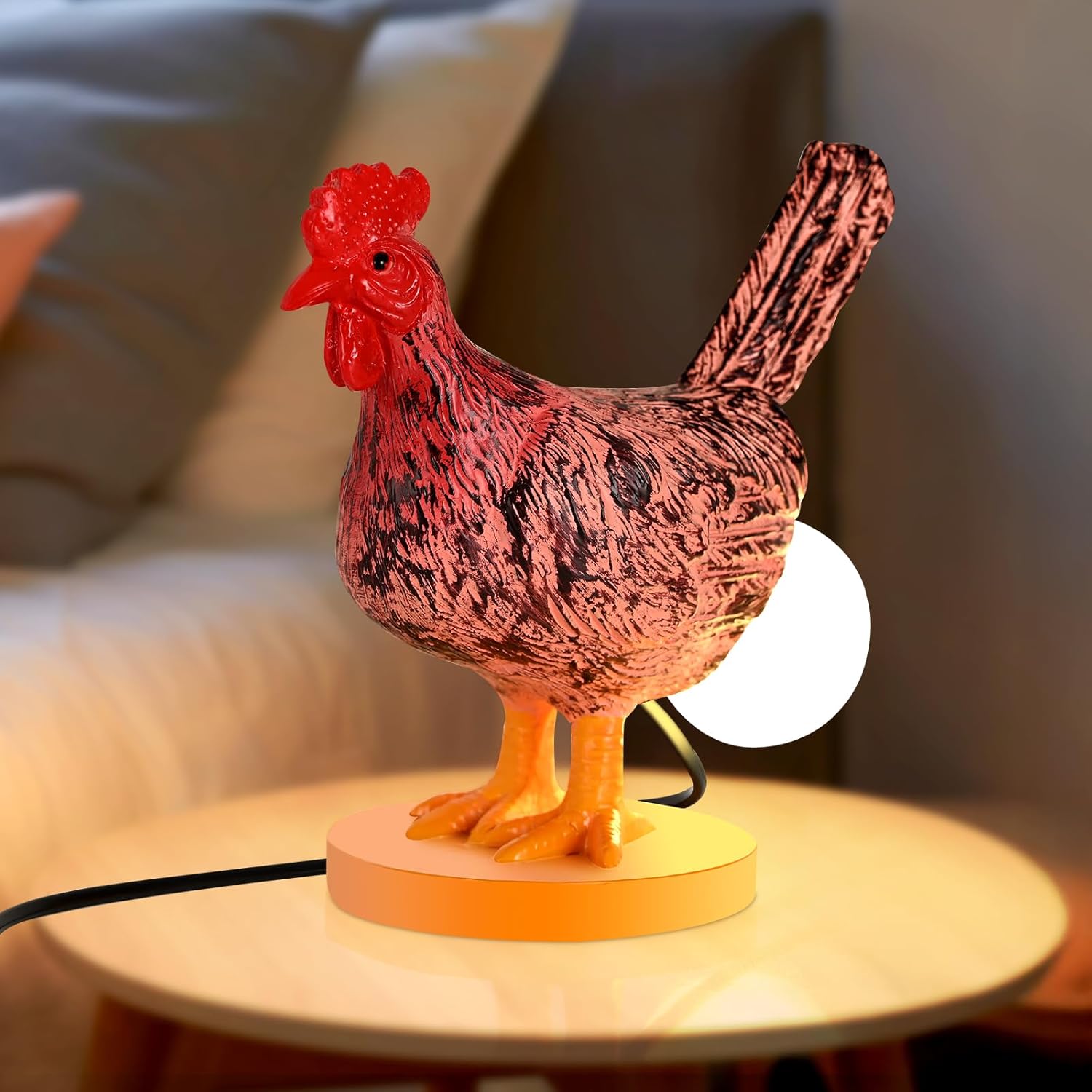 Funny Chicken Night Light Lamp – Small Standard E12 Rooster Laying Egg Light, Farmhouse Table Decor, Unique Birthday Gifts for Chicken Lovers, Quirky Room Decor for Kids & Adults (Includes Bulb)