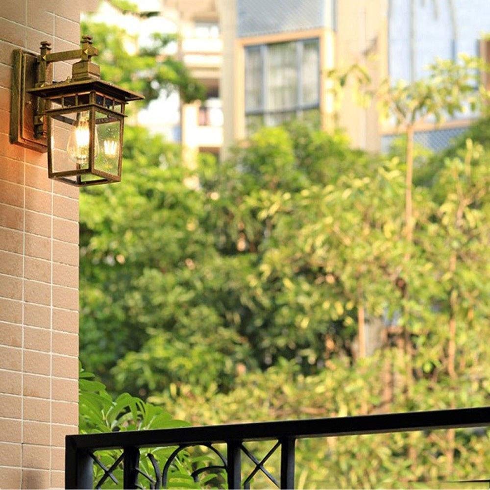 Applique murale extérieure étanche IP54 rétro carrée jardin en aluminium verre applique murale lanterne extérieur villa cour balcon terrasse décor applique murale E27 durable (couleur : bronze_22 x 29