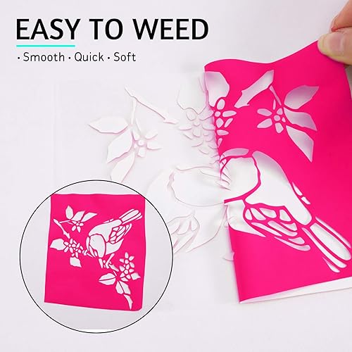 Miniatura 4 de Paquete de vinilo de transferencia de calor HTV rosa neón paquete de 13 vinilos para planchar de 12 x 10 pulgadas, color rosa neón para camisetas,