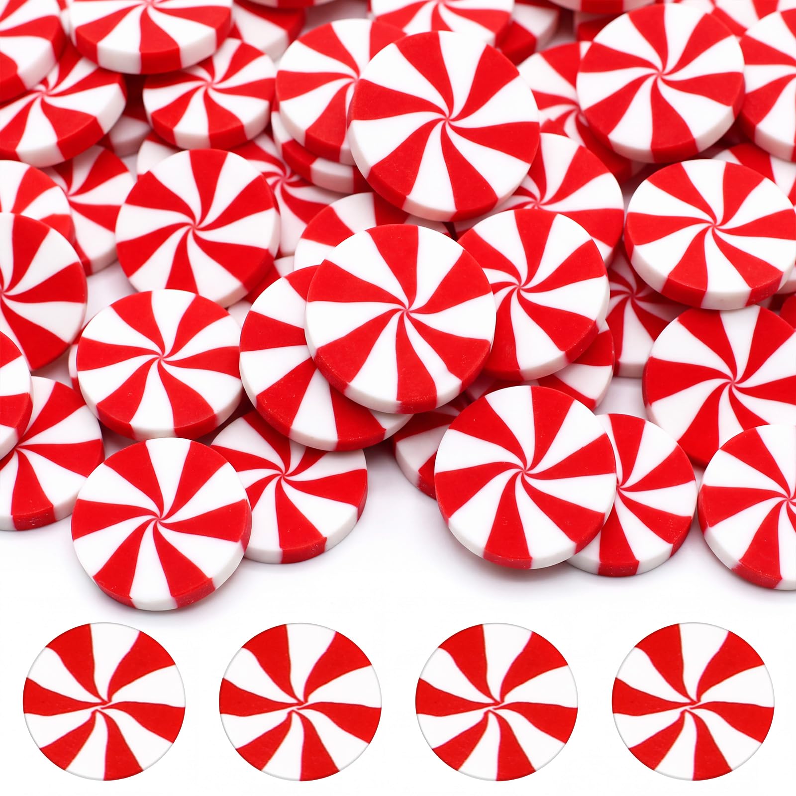 Weysat 30g Christmas Mini Candy Clay Slices, Red and White Polymer Confetti