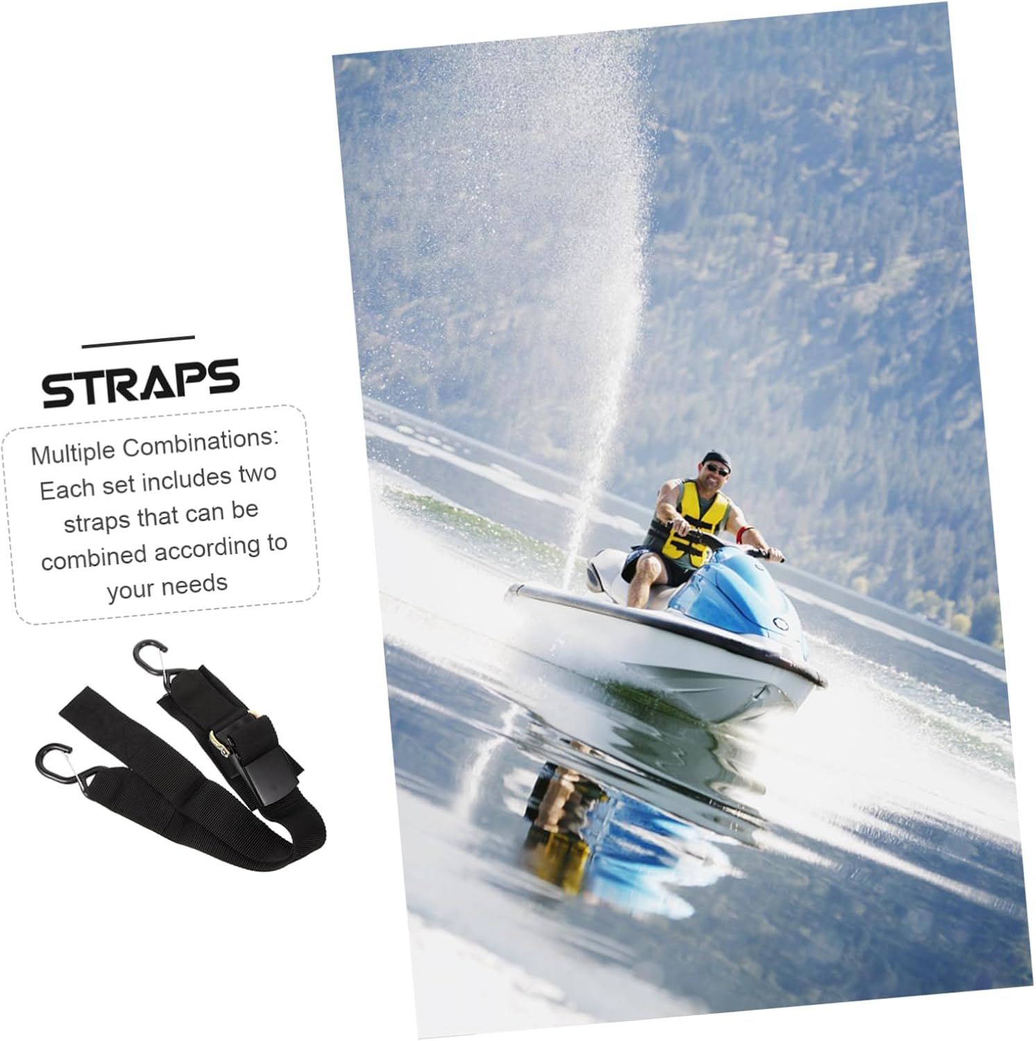 BESPORTBLE 2sets Boat Winch Strap Hook Tie-Downs for Trailers Motorboats Kayaks Transom Straps for Secure Transport of Boats and Yachts